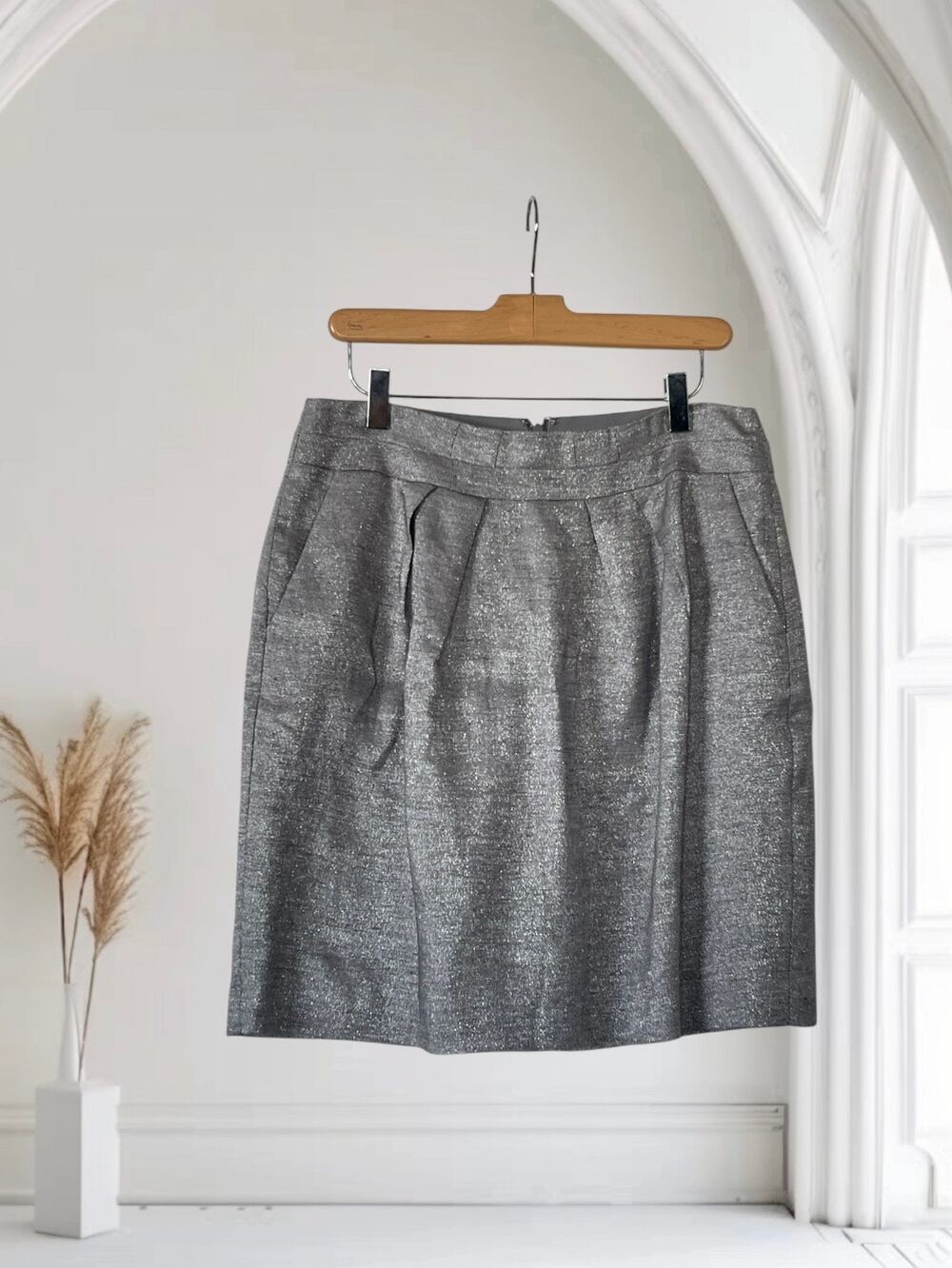 Talbots Womens Gray Shimmer Skirt Size 8P